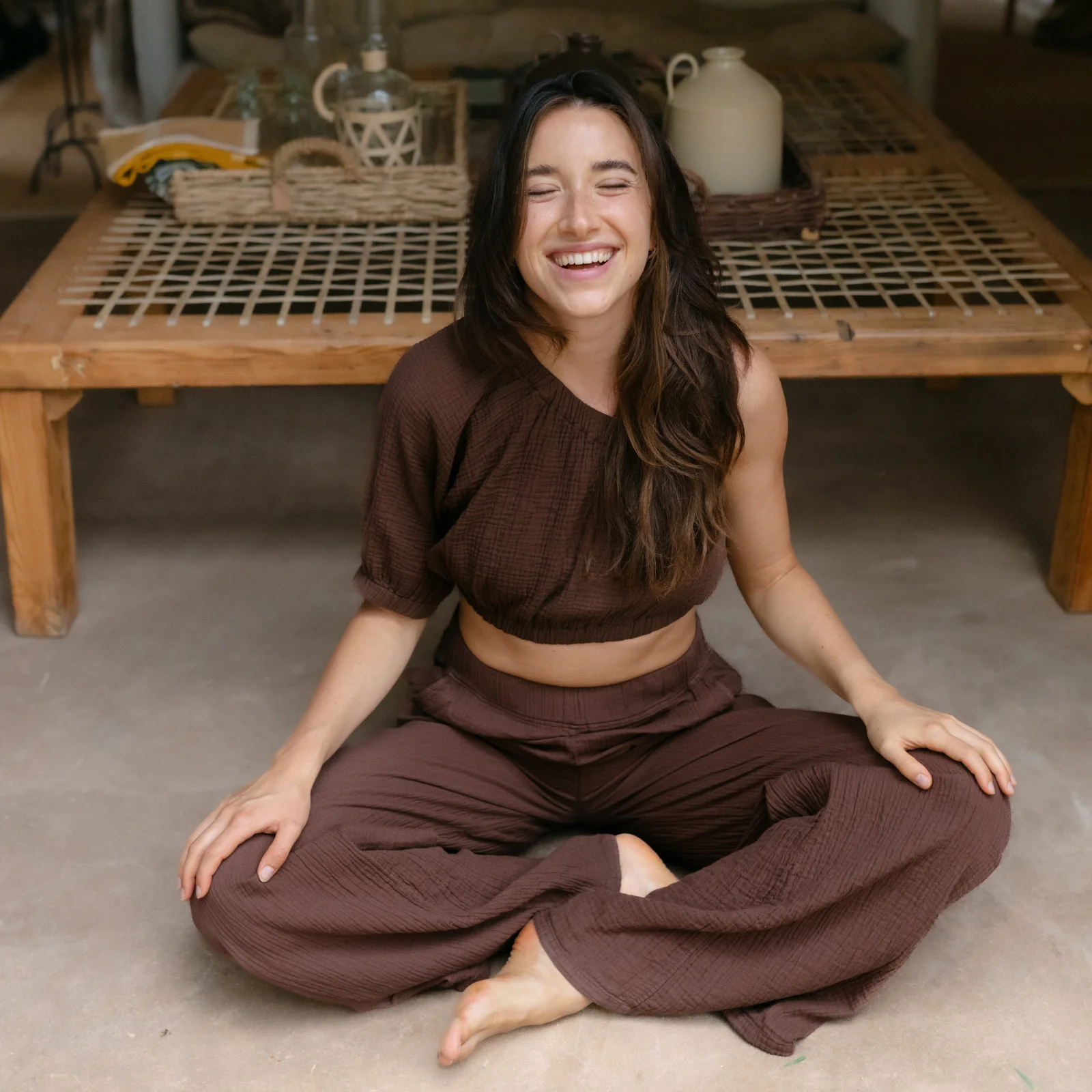 Asymmetrisches Musselin Crop Top Siv - Image 14