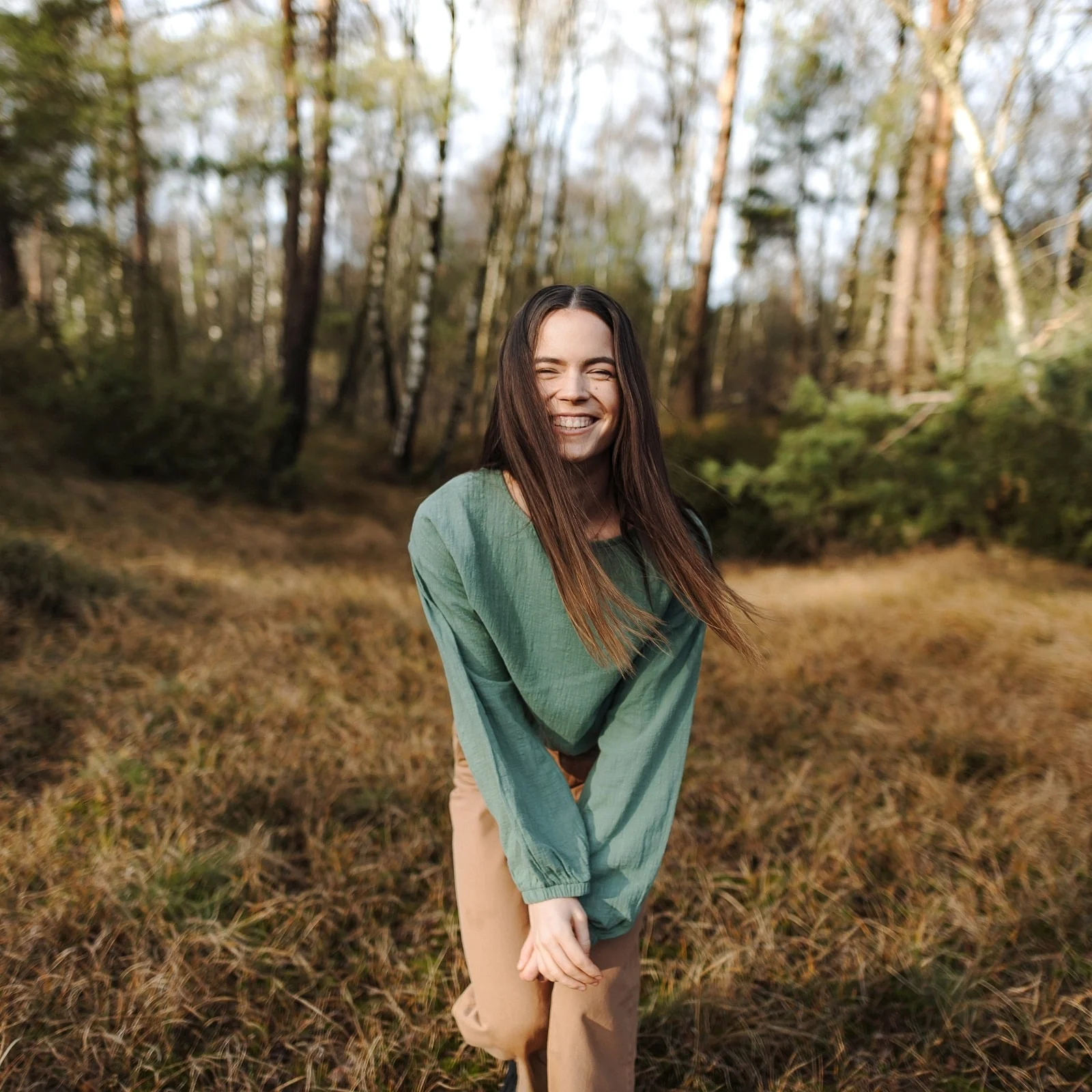 Crop Top Langarm Caja mit Leinenstruktur - Image 6