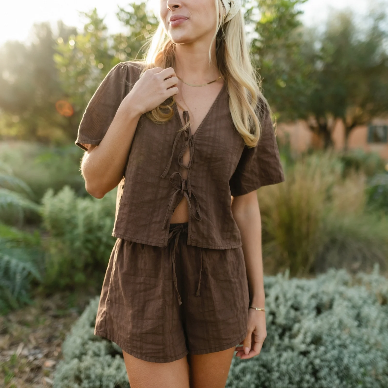 Jacquard Kurzarm Bluse Kari - Image 2
