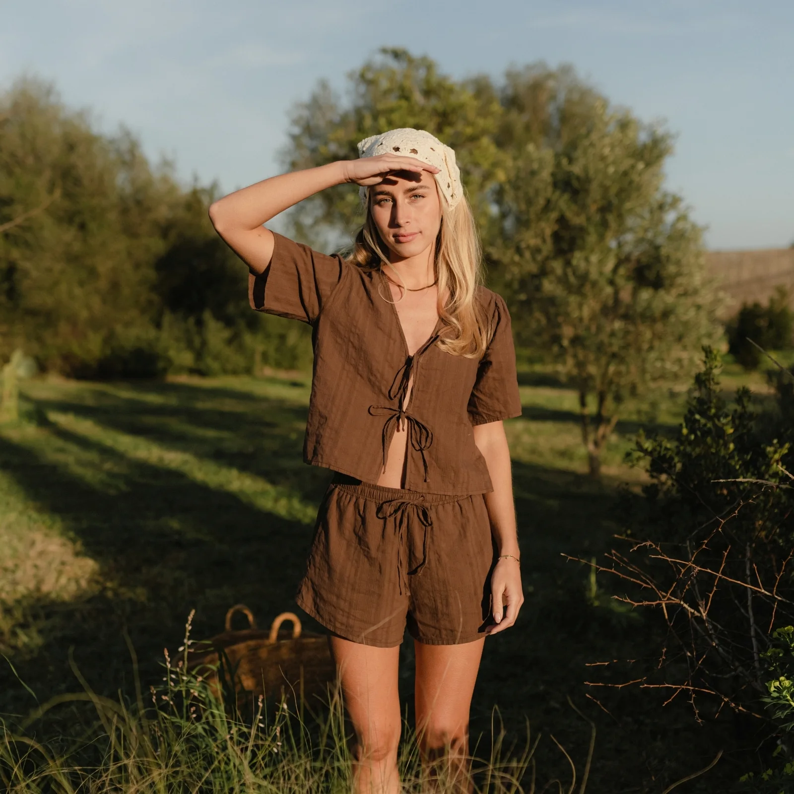 Jacquard Kurzarm Bluse Kari - Image 40