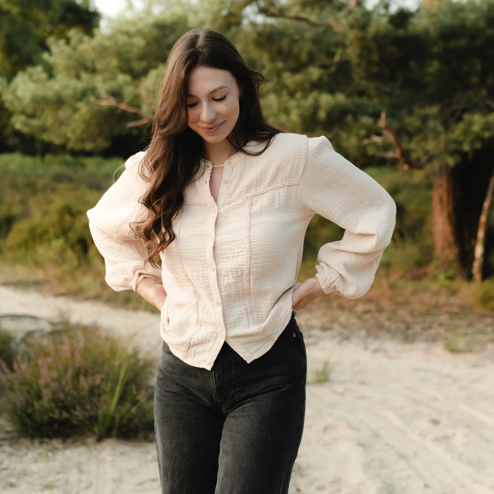 Musselin Bluse Emi Langarm