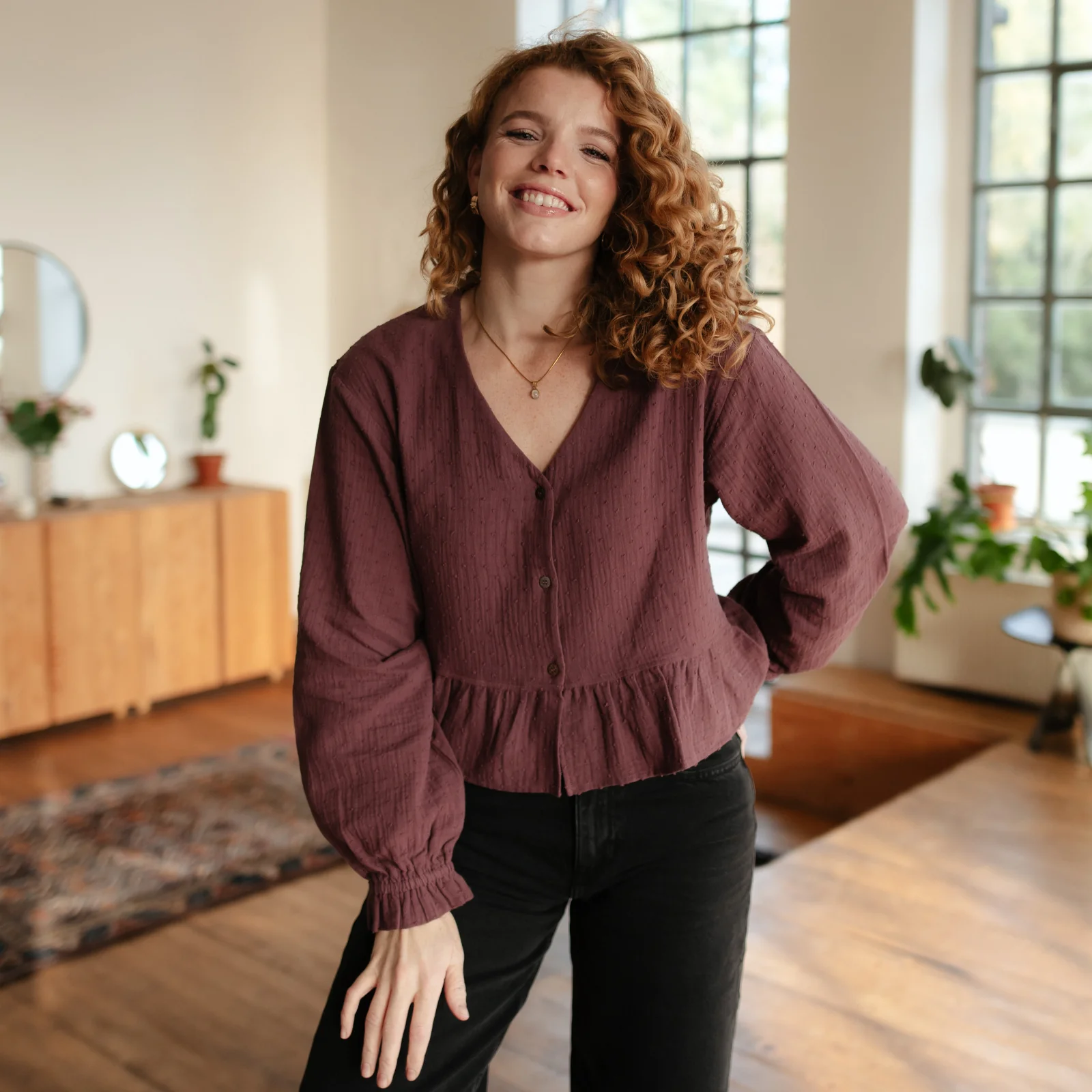 Musselin Bluse Selma mit Punkten