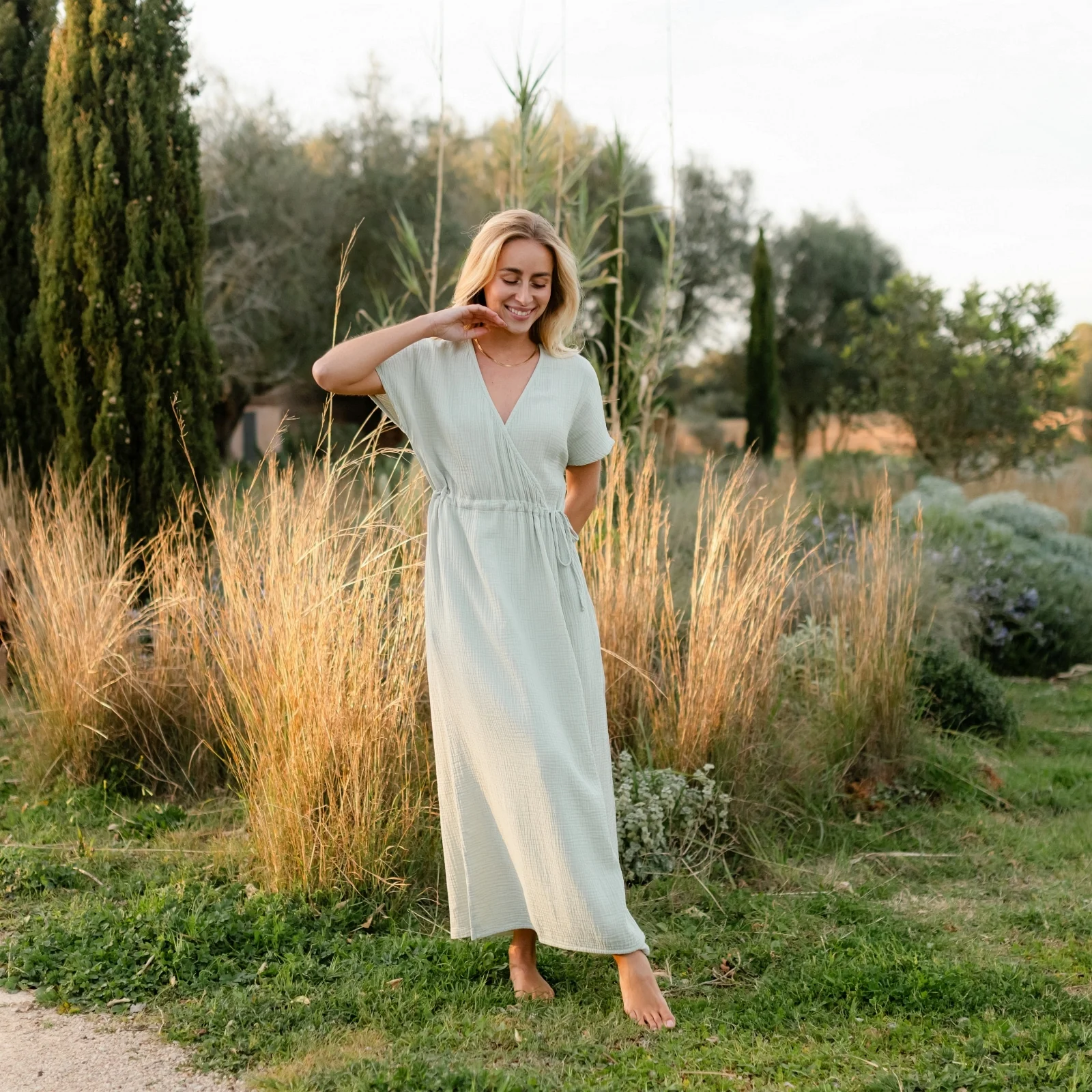 Musselin Midi Wickelkleid Milva - Image 10