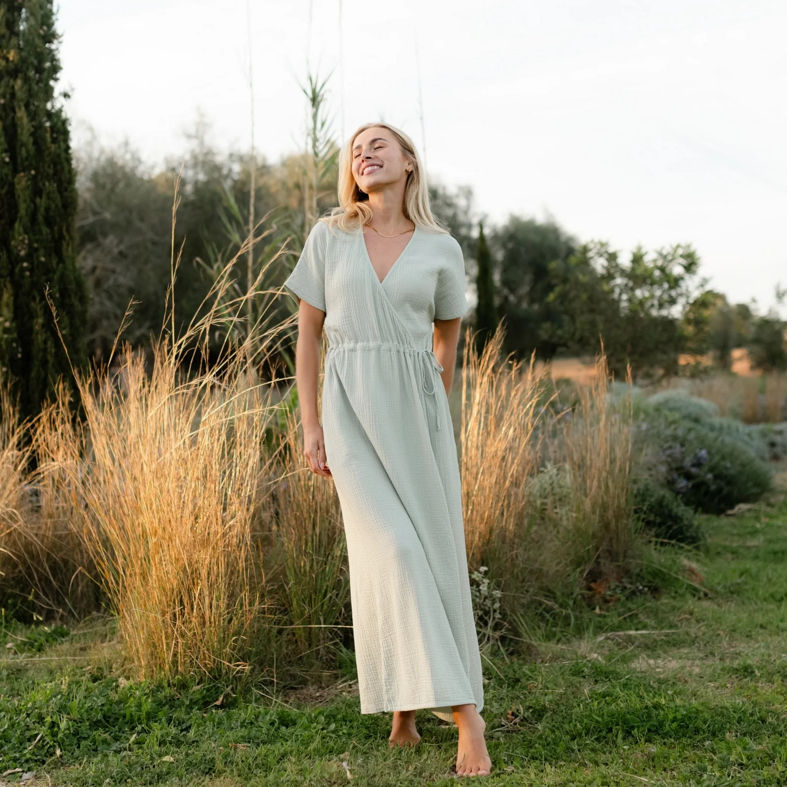 Musselin Midi Wickelkleid Milva - Image 15