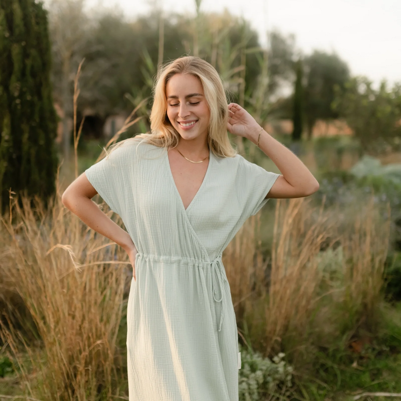 Musselin Midi Wickelkleid Milva - Image 16