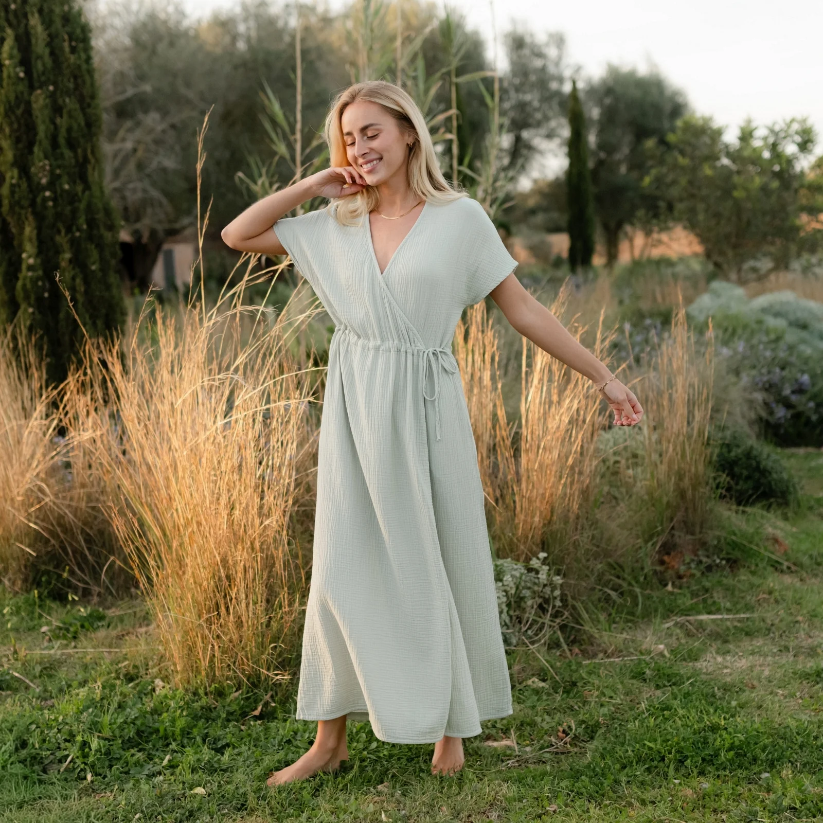 Musselin Midi Wickelkleid Milva - Image 5