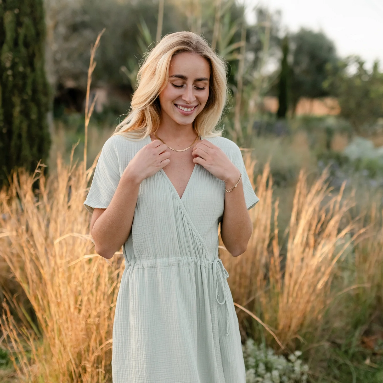 Musselin Midi Wickelkleid Milva - Image 9