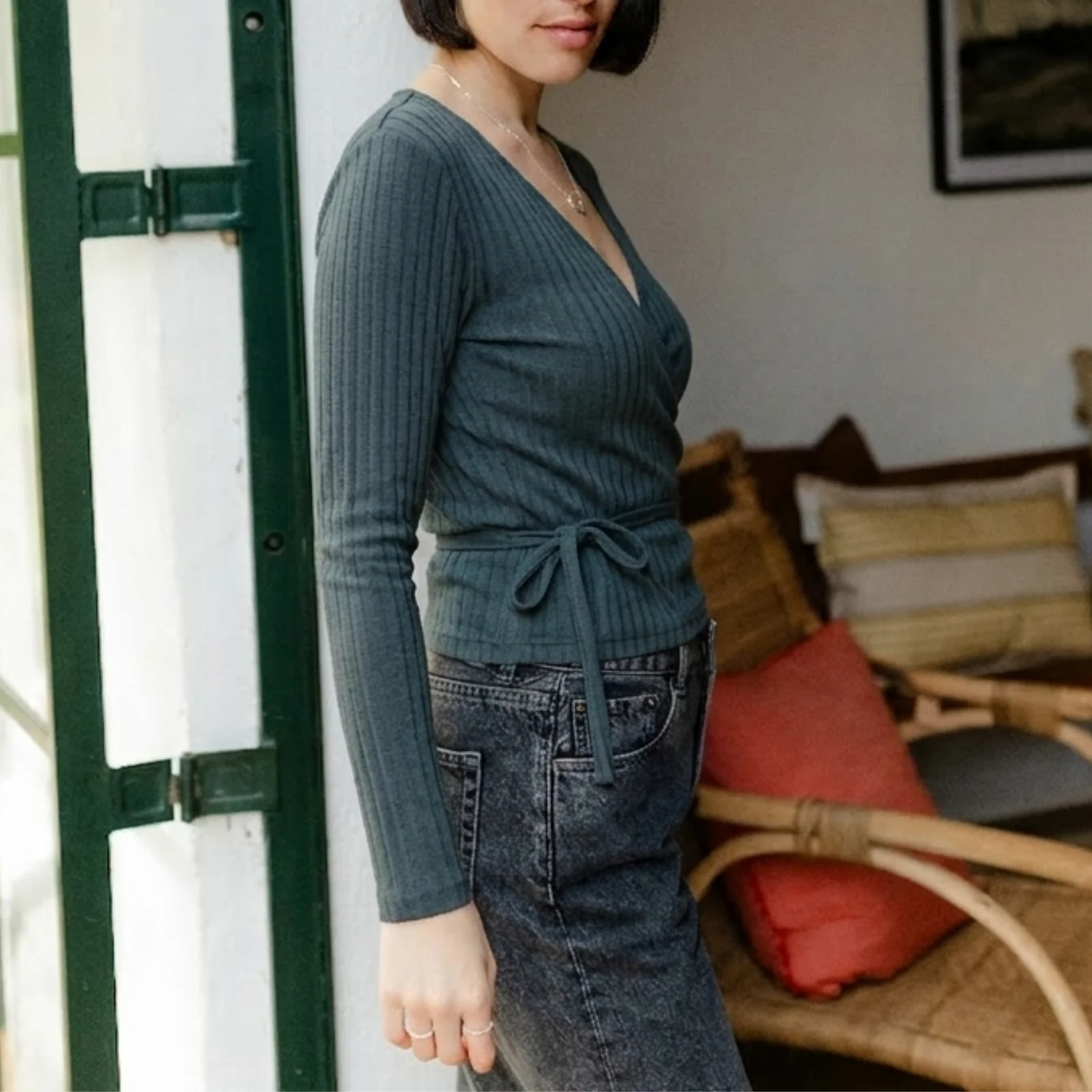 Pointelle Wickelbluse Berit - Image 2