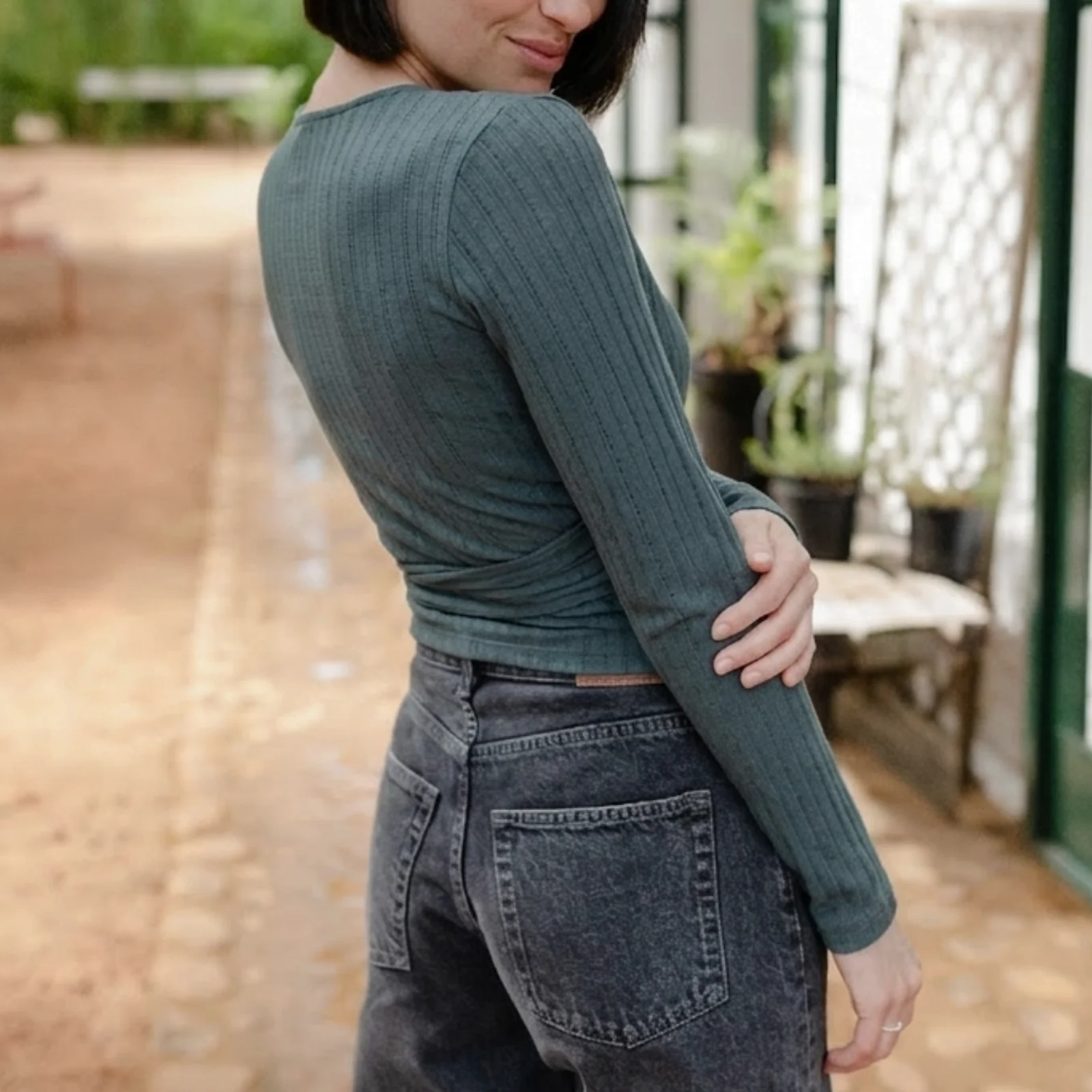 Pointelle Wickelbluse Berit - Image 3