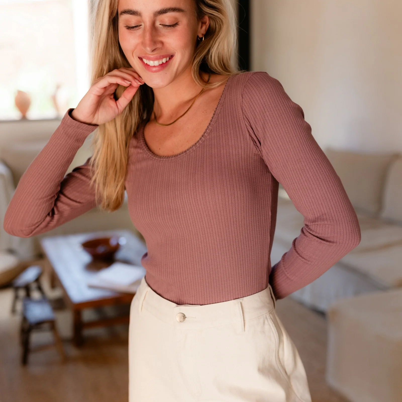 Pointelle Ripp Langarmshirt Inga - Image 14