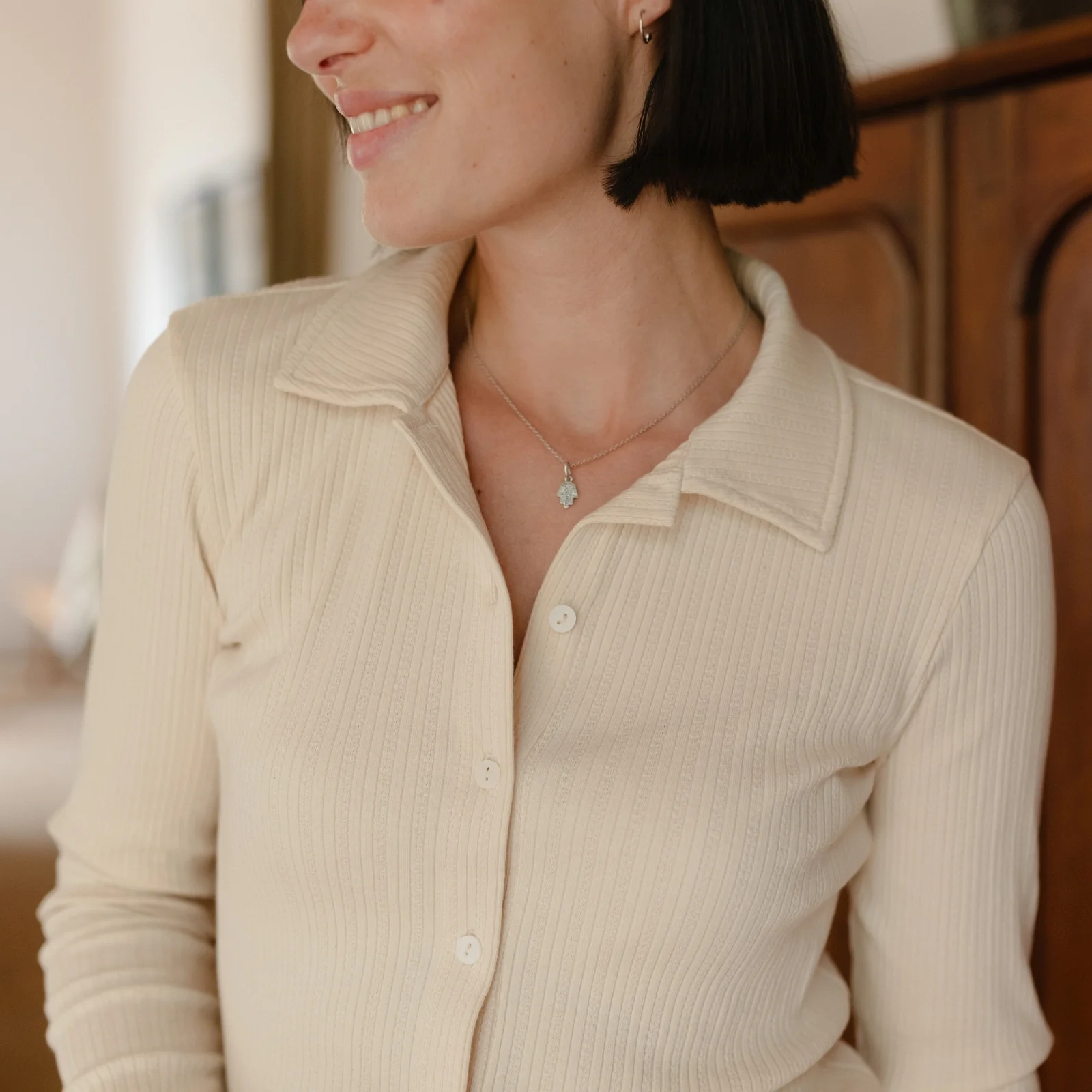 Ripp Pointelle Jersey Bluse Anne - Image 3