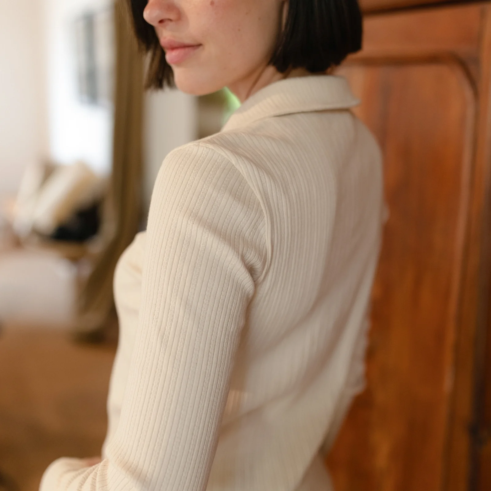 Ripp Pointelle Jersey Bluse Anne - Image 4